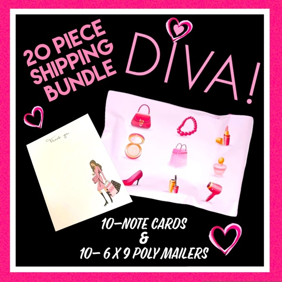 20 piece fashion diva Shipping bundle & 6” X 9”poly mailers & note cards - Picture 1 of 4